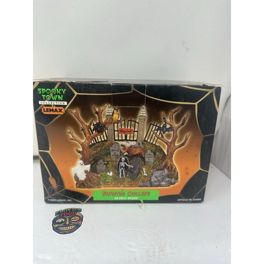 Lemax Spooky Town 2003 Spooky Knoll 33408A Graveyrd Skeleton Headstone Ghost Bat